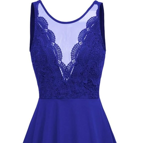 Grace Karin Dresses & Skirts - NWT -GRACE KARIN Women Sleeveless Lace Patchwork Deep V-Neck A Line Flared Party